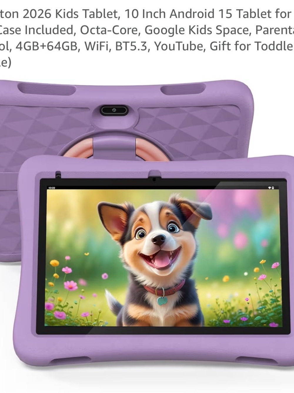 Kids Tablet with Protective Purple Case - 10" Android Tablet